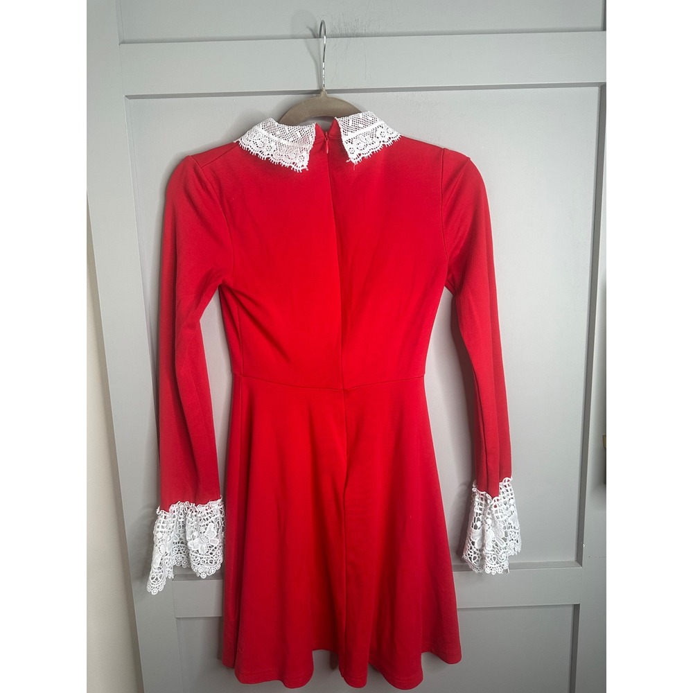 Killstar Red Lace Collar Long Sleeve Mini Dress Skeleton Tag XS - Picture 7 of 10
